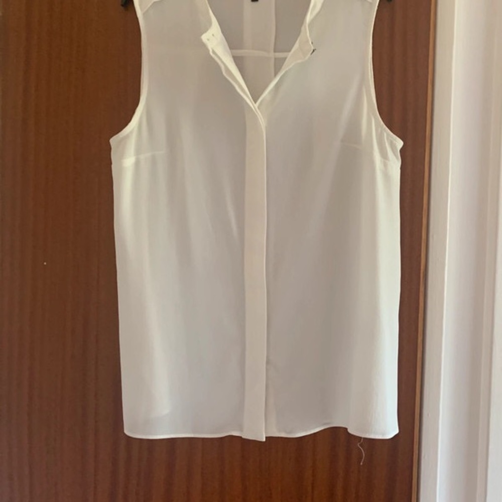 Warehouse Blue Sleeveless Notched Collar Blouse